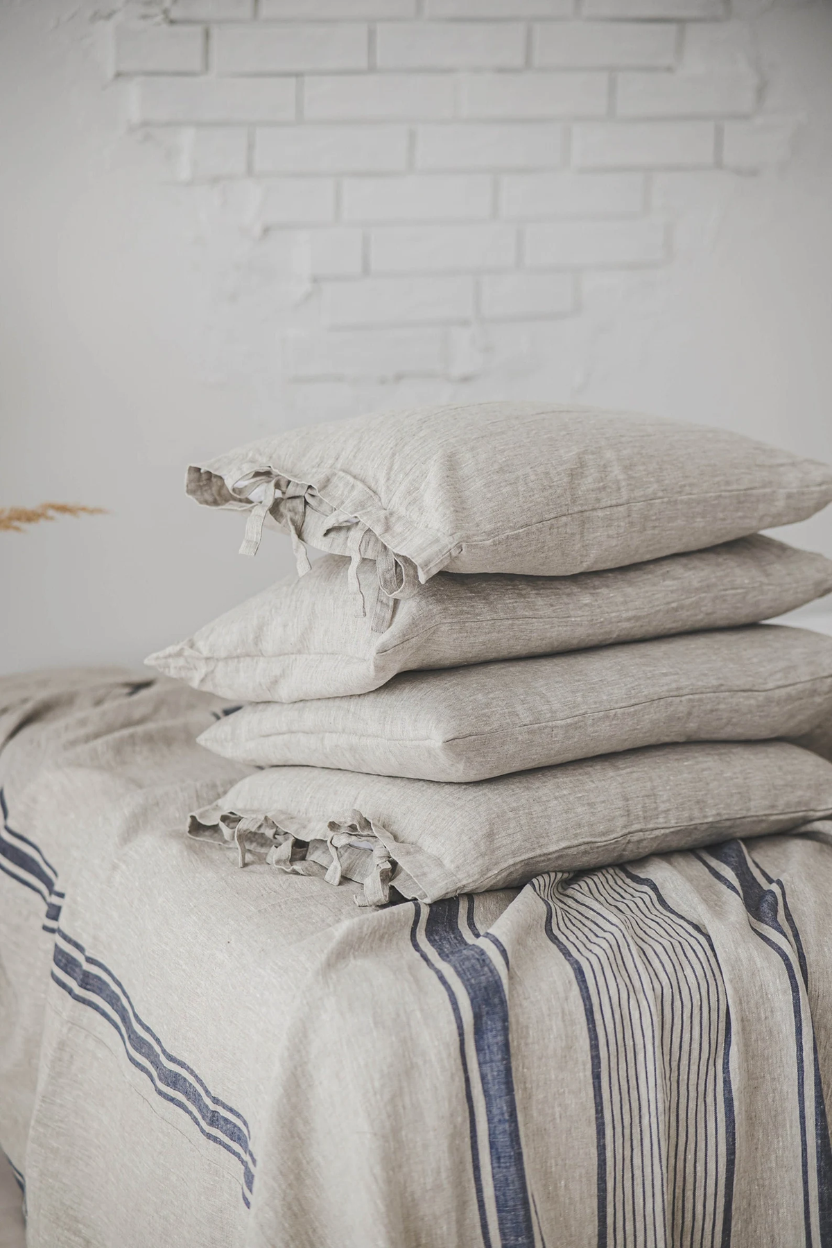 Rustic linen pillowcase, Gently rough linen pillowcase, Natural undyed linen pillow cover, Heavy linen cushion, Washed linen pillowcase.